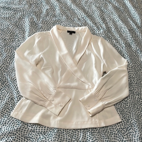 Cream J.Crew Wrap Top - Picture 1 of 4